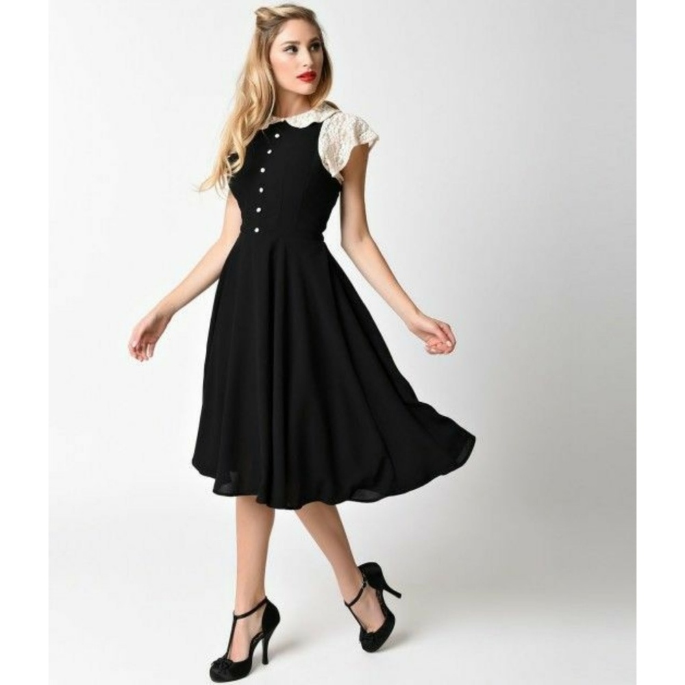 Unique Vintage Black Swing Dress Sz XL
